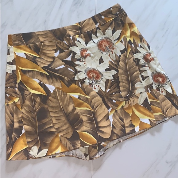 Cache Pants - Cache Brown and Yellow Floral/Palm Leaf Skort